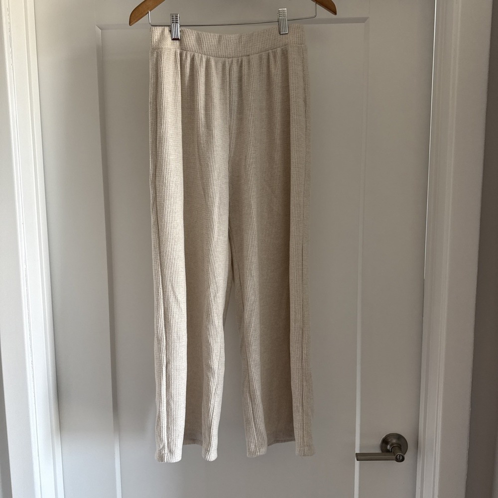 ABERCROMBIE & FITCH LADIES SIZE M WIDE LEG LOOSE FIT LINED WHITE LINEN PANTS